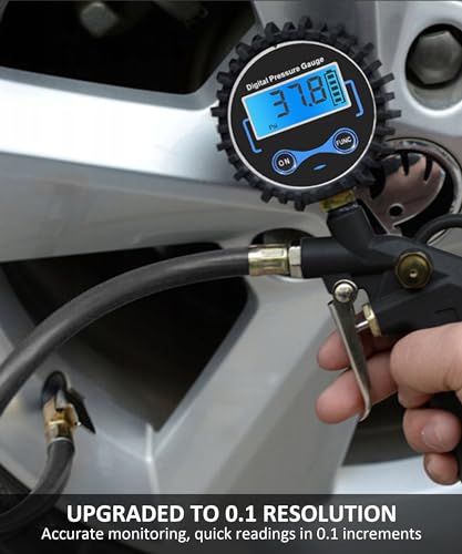 Image of RACOONA Digital Tire Pressure Gauge with Inflator,Tire Pressure Gauge for Cars,Automotive Use 250PSI Air Chuck and Compressor Accessories with Quick Connect Coupler,Car Accessories for SUV,Truck,RV