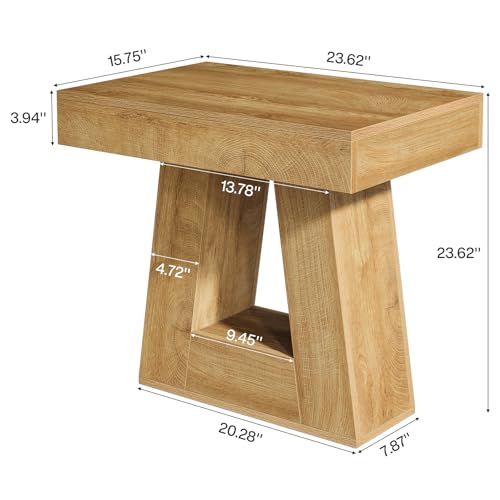 Tribesigns 24" Modern Side Table, 2-Tier Narrow Wooden End Table with Trapezoid Base, Farmhouse Small Nightstand for Living Room, Bedroom, Natural Wood Color by Tribesigns - Image 2