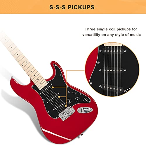Image of GLARRY Full Size Electric Guitar for Music Lover Beginner with 20W Amp and Accessories Pack Guitar Bag (RED, 39 inch Right Handed)