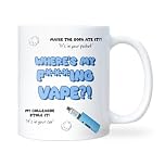 Confidently Quirky - Where’s My F*cking Vape White Mug, Funny Secret Santa Gift, Vape Lover Mug, Funny Vaper Present for Him or Her, Daughter or Son Vaping Joke Gift, Colleague Christmas Mug