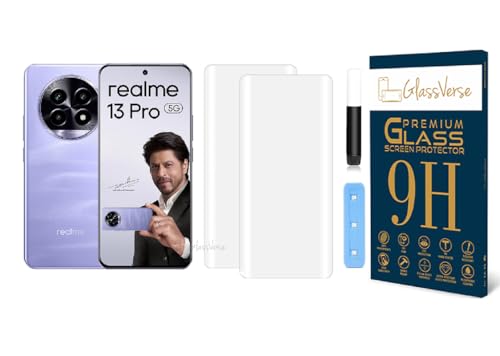 Image of GlassVerse 13 Pro UV Tempered Glass Screen Protector. Pack Of 2 | 3D Curved Edge | 9H Hardness | Full UV Glue with UV Light | Anti-Scratch | Case Friendly | HD Clear. (6.7 Inches)