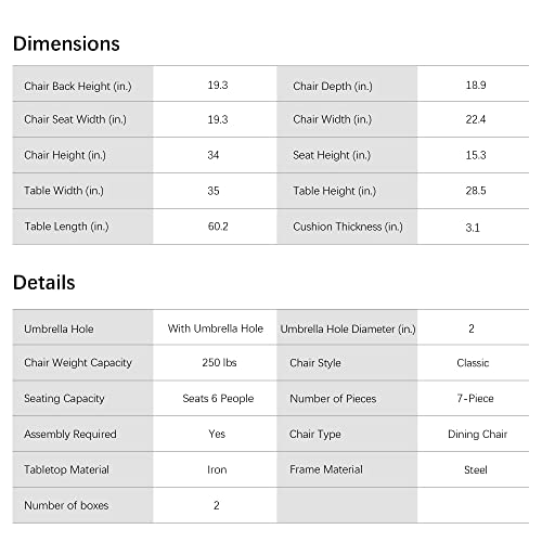Happatio 7 Piece Patio Dining Set,Outdoor Dining Set,Outdoor Patio Dining Set.wicker Rattan Patio Dining Furniture. Dining Furniture Set. Outdoor Dining Set For 6. (Beige) #TOP6