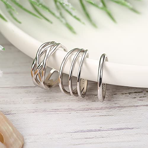 Milacolato 3 Pcs Sterling Silver Toe Ring For Women Adjustable Band Rings Knuckle Rings Foot Jewelry Set Minimalistic Pinky Rings #TOP5