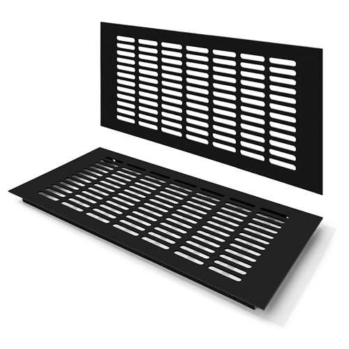 Rejilla de ventilación rectangular negra 400x200mm de aluminio metálica para muebles y estufa 2