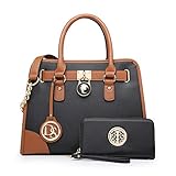Maya Karis Purse DS COLLECTION Multi Pockets Satchel for Women Beautiful Fashion Handbags and Purses Wallets Top Handle Tote Work Shoulder Bag with Wallet, 1-black, One_Size