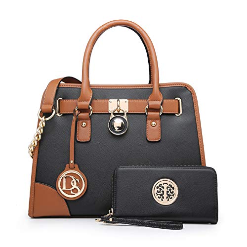 Maya Karis Purse DS COLLECTION Multi Pockets Satchel for Women Beautiful Fashion Handbags and Purses Wallets Top Handle Tote Work Shoulder Bag with Wallet, 1-black, One_Size