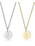 ORAZIO 2Pcs Stainless Steel Womens Classic Initial Necklace Alphabet Letter Pendant Necklace A-Z