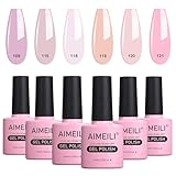 AIMEILI Valentine's Day Gel Nail Polish Set, Soak Off Nude Pink Gel Nail Polish Color Set Of 6pcs X 10ml - Kit Set 31