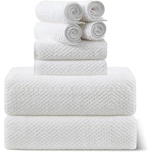 8-Piece Bath Towel Set, 2 Extra Large Bath Towel Sheets, 2 Hand Towels and 4 Washcloths – Highly Absorbent Quick Dry Microfiber, Ultra Soft Towel Set for Bathroom, Pack of 8 (White)