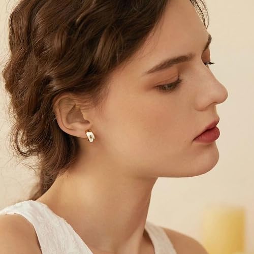 Gamicy Small Gold Hoop Earrings for Women with 925 Stering Silver Post, 14K Real Gold Plated Chunky Lightweight Hoops Earrings4