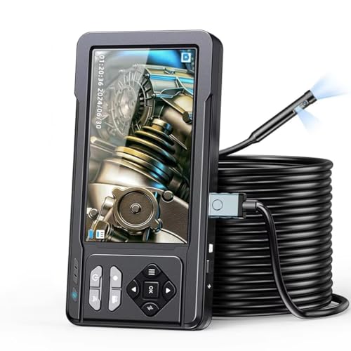 Image of ETZIN Dual Lens Industrial Endoscope, 1080P Digital Borescope Inspection Camera with 7.9mm IP67 Waterproof, Sewer Camera with 4.3 inch LCD Screen, 7 LED Lights,16.5FT Semi-Rigid Cable, EPL-1341IM