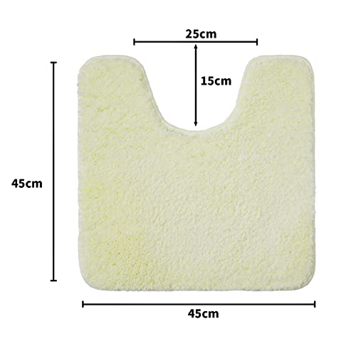 MIULEE Absorbent WC Toilet Rug Non Slip U Shape Bath Mat with High Hydroscopicity Rugs Super Soft Cozy and Shaggy Microfiber Rug Carpet for Bathroom 45x45 cm Ivory - Image 2
