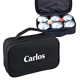 Juego Petanca Personalizado con el Nombre Bolas Metálicas Metal con Estuche Negro Profesional