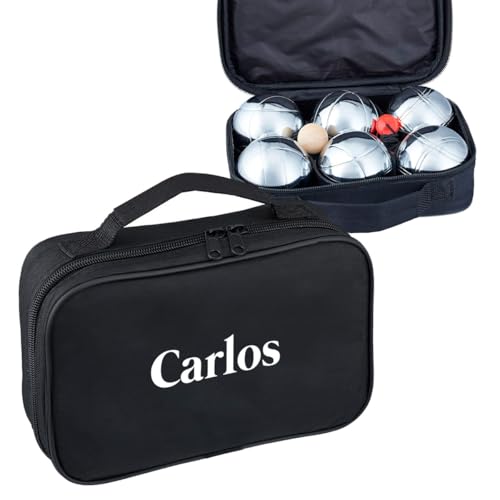Juego Petanca Personalizado con el Nombre Bolas Metálicas Metal con Estuche Negro Profesional