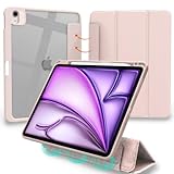 MS factory iPad Air 13インチ M3 M2 用 ケース Pro 12.9 第6/5世代 液晶カバー 取り外し可能 ペン収納 カバー 背面透明 耐衝撃 アイパッド Air13インチ 2025 2024 Pro 12.9インチ 第6世代 第5世代 対応 ピンクサンド IPDA13m2-S-DET-PK