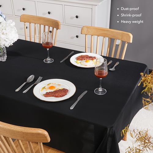 Deconovo Tischdecken Schwarz 130 x 280 cm Abwaschbar Fleckschutz – Ansicht 4