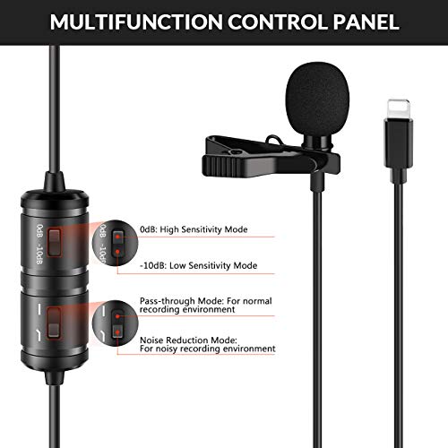 Yotto Lavalier Microphone Professional Omnidirectional Condenser Lapel Mic Recording Mic Compatible With Iphone, Ipad For Youtube, Interview, Video (6.5M/ 19.5Ft Cable) With Leather Bag #TOP1
