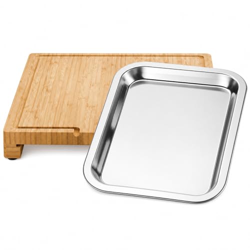 Tabla de cortar rectangular con bandeja oculta, 43.5x35 cm miniatura 1