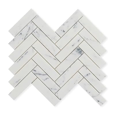 Soulscrafts Marble Mosaic Tile, Marble Tile 1x4 Herringbone Honed for Kitchen Backsplash Bathroom Wall & Floor Tile Contempo Blue, 5 Sheets/Box