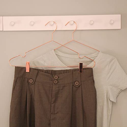 Koobay 16.5" Adult Rose Gold Metal Wire Clips Clothes Hangers, 25 Pack, Shiny Wire Clips Coat Suit Clothes Hangers Storage #TOP4