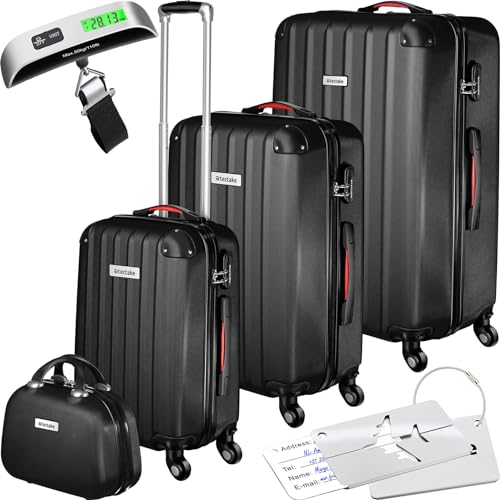 TecTake Juego de 4 Maletas Rígidas Negro