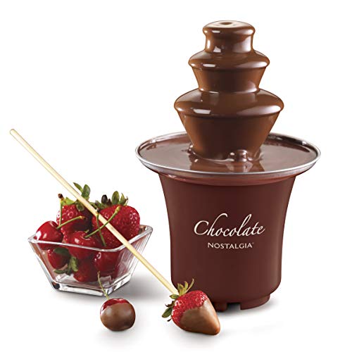 Nostalgia Electric Chocolate Fondue Fountain, 8-Ounce, 3-Tier Set, Fountain Machine For Cheese, Melting Chocolate, Liqueurs, Brown #TOP1