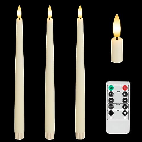 AFINETH Flameless Taper Candles with Remote, 11.4" Real Wax LED Candles