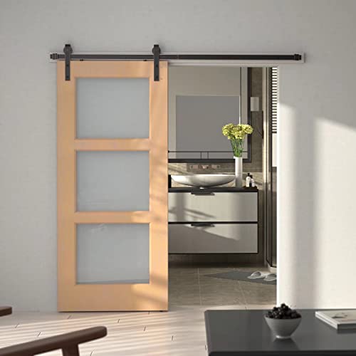 KINMADE ORB Oil Rubbed Bronze Sliding Barn Door Hardware Kit with 8FT Track/Rail Brushed Antique Bronze by KINMADE - Image 2
