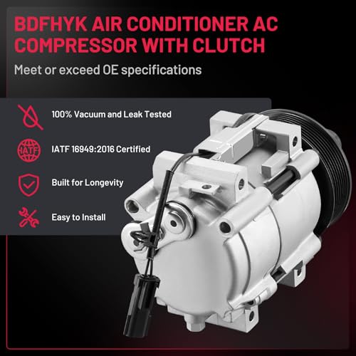 BDFHYK 68182 Air Conditioning A/C Compressor with Clutch Compatible with Dodge Ram 2500 5.9L 2006-2009, 6.7L 2007-2009, Ram 3500 2006-2009, Ram 4500 5500 2008-2010