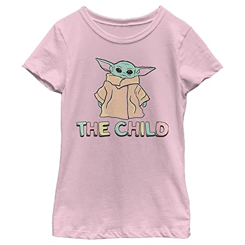 The Mandalorian Girl's Star Wars The Child Colorful Logo T-Shirt - Light Pink - Medium