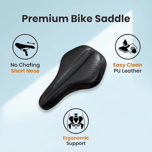 Bike Seat Cushion Cover - Comfort Gel Bike Saddle Pad with PU Leather & Memory Foam, Non-Slip Bike Seat Cover for Road Bike,Peloton, MTB