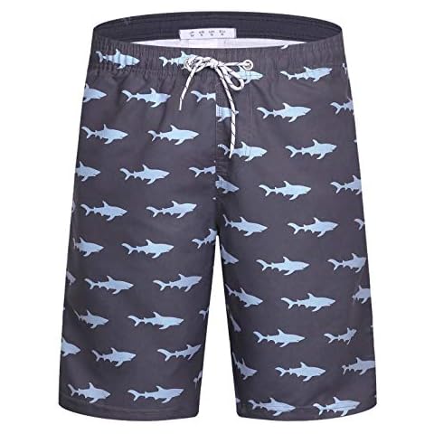 ELETOP Men's Swim Trunks Quick Dry Board Shorts Beach Swimming Trunks Holiday Bathing Suits, 082 Fish Black, XXL Cover