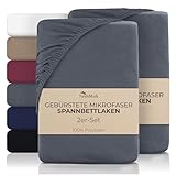 NatureMark Mikrofaser Spannbettlaken – 2 Stück – weich, atmungsaktiv und pflegeleicht – hautfreundlich, schnelltrocknend und formstabil   90x200 cm, Anthrazit grau