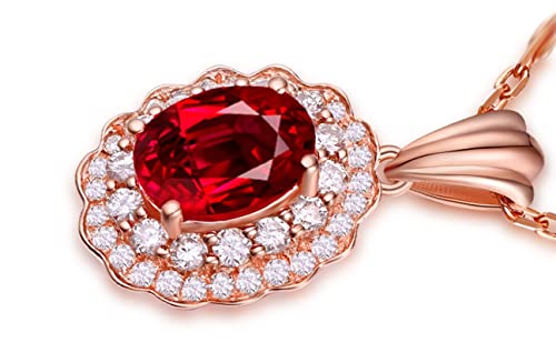 Collier pendentif rubis or rose 18k luxueux pour dames