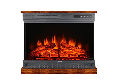 Equator 26" Portable/Freestanding Electric Fireplace in Walnut Brown w/Flame Log