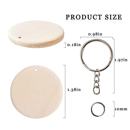 Luckforest 25Pcs Natural Wood Slices, 1.38Inch Unfinished Wood Sign, Unfinished Log Discs Wood Keychain Blanks With 25Pcs Key Rings For Diy Crafts Christmas Decorations Ornaments #TOP6