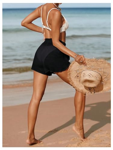 Floerns Women's See Through Swimwear Drawstring Waist Beachwear Cover Up Shorts2