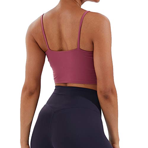 Image of Women's Strappy Stretch Sports Bra Longline Yoga Tank Top Fitness Bra Workout Camisole Crop Tops for Teen Girl