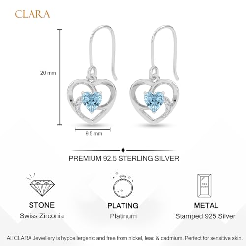 Image of Clara 925 Silver Olesya Heart Pendant Earrings Chain Bracelet Ring Anklet | Gift for Women & Girls| Platinum Plated | Swiss Zirconia | Jewellery Set