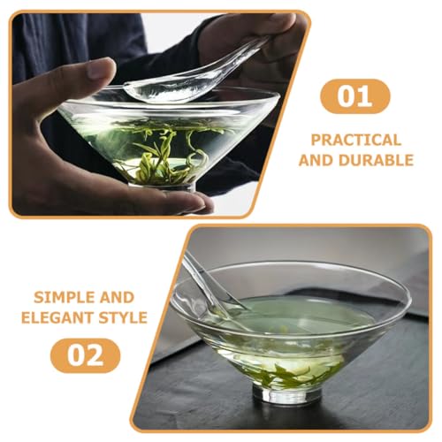 Cuenco de vidrio resistente al calor con cuchara para té matcha elegante 4