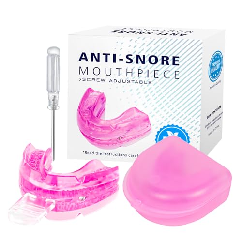 Generic - Adjustable AntiSnoring Mouthpiece with Case Mandibular Advancement Device for Teeth Grg Relief, Bruxism Night Guard (Blue/Pink)