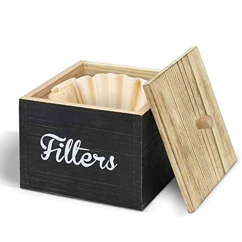 Y&ME Coffee Filter Holder, Wood Coffee Filter Storage Container