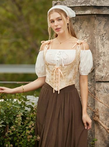 Image of Scarlet Darkness Corset Tops for Women Renaissance Underbust Corset Boned Lace Up Corsets
