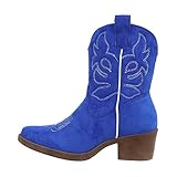  Ital Design Damenschuhe Stiefeletten Western- & Bikerboots, DES952S-, Textil, Blau, Gr. 40