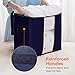 Lifewit Clothes Storage Bag 90L Large Capacity Organizer with Reinforced Handle Thick Fabric for Comforters, Blankets, Bedding, Foldable with Sturdy Zipper, Clear Window, 3 Pack, Blue