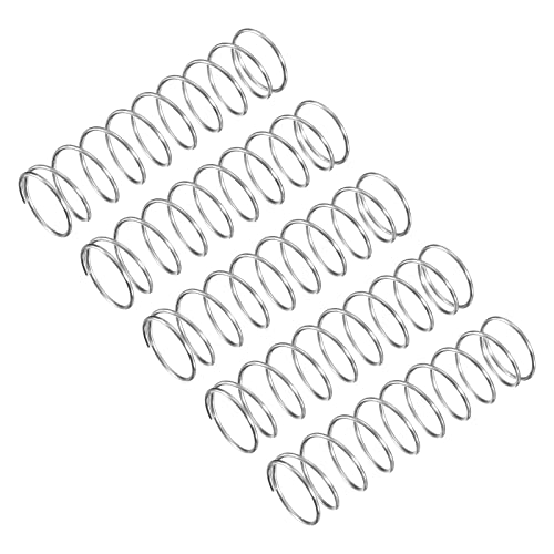 QUARKZMAN Molle a Compressione, Molle a Spirale 5pz Mini Molle 304 in Acciaio Inossidabile, Specifiche Molle 13mm Esterno Diametro, 0,8mm Filo Misura, 45mm Libero Lunghezza, Argento Tono