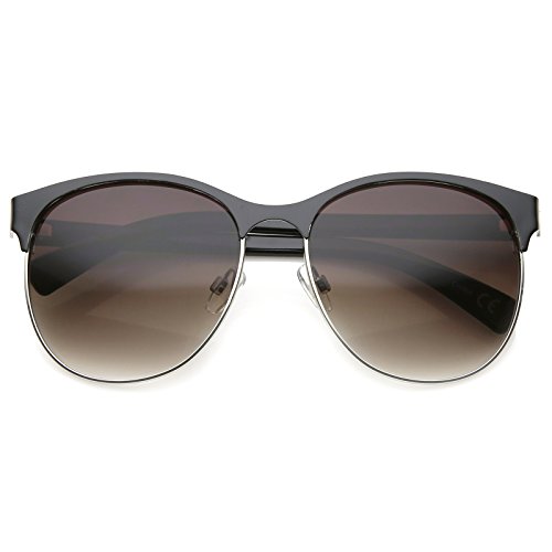 zeroUV Women's Fashion Two Toned Tinted Lens Half-Frame Round Sunglasses