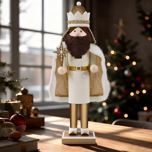 image for Joliyoou 15 inch Christmas Nutcracker, Wooden Nativity Nutcracker Coll