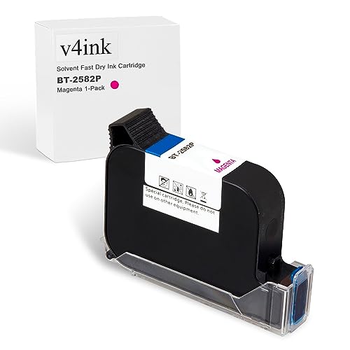 v4ink Bentsai BT-2582P Magenta Ink Cartridge 42ml Solvent Fast Dry Ink Replacement for Handheld Inkjet Printer BT-HH6105B2, BT-HH6105B3, B10
