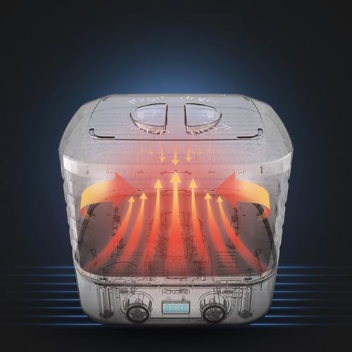 UUE Dörrautomat, 160W Dörrgerät mit 5 Einlegefächer, Dörrautomaten(35-70°C) Temperatur Einstellbar, 48h-Timer Dehydrator, 360° Umwälztrocknung Trockner für Fleisch,Obst,Haustier-Leckereiene, bpa-frei – Bild 7